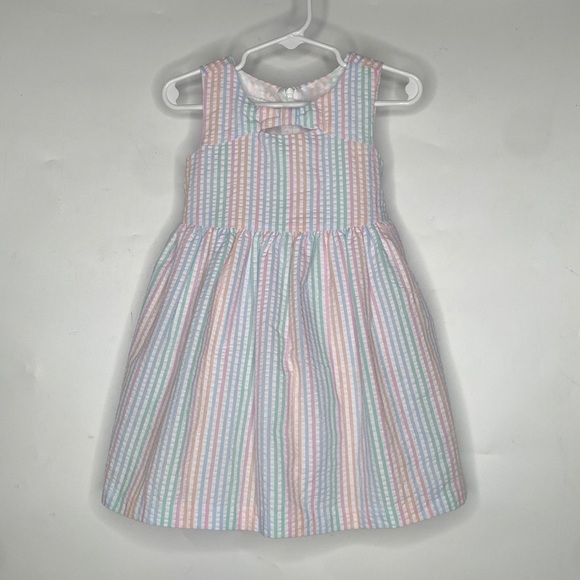 Bonnie Jean Toddler Girl Multicolor Striped Sleeveless Dress Tie-Back size 2T - Picture 2 of 8